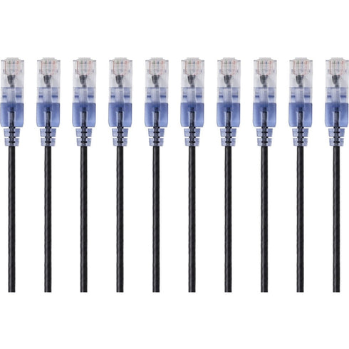 Monoprice 10-Pack, SlimRun Cat6A Ethernet Network Patch Cable, 3ft Black
