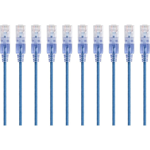 Monoprice 10-Pack, SlimRun Cat6A Ethernet Network Patch Cable, 3ft Blue