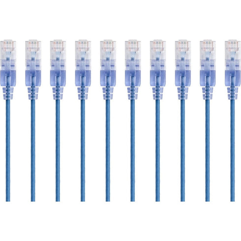 Monoprice 10-Pack, SlimRun Cat6A Ethernet Network Patch Cable, 3ft Blue