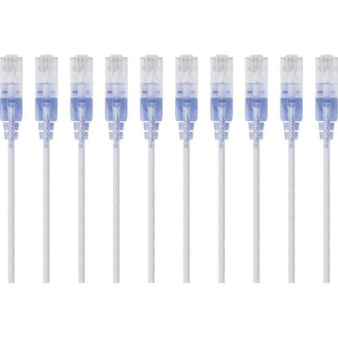 Monoprice 10-Pack, SlimRun Cat6A Ethernet Network Patch Cable, 3ft White