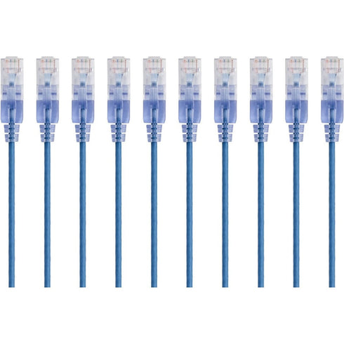 Monoprice 10-Pack, SlimRun Cat6A Ethernet Network Patch Cable, 5ft Blue