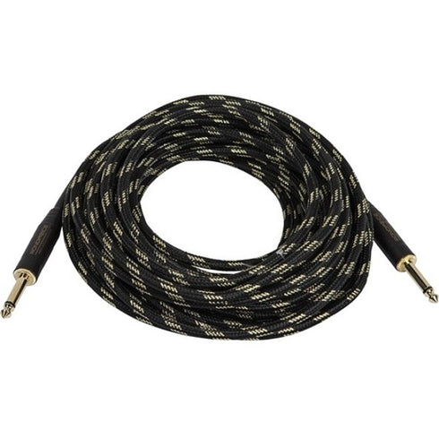 Monoprice 35ft. Cloth Series 1-4 inch T-S Male 20AWG Instrument Cable - Black & Gold