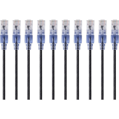 Monoprice 10-Pack, SlimRun Cat6A Ethernet Network Patch Cable, 7ft Black