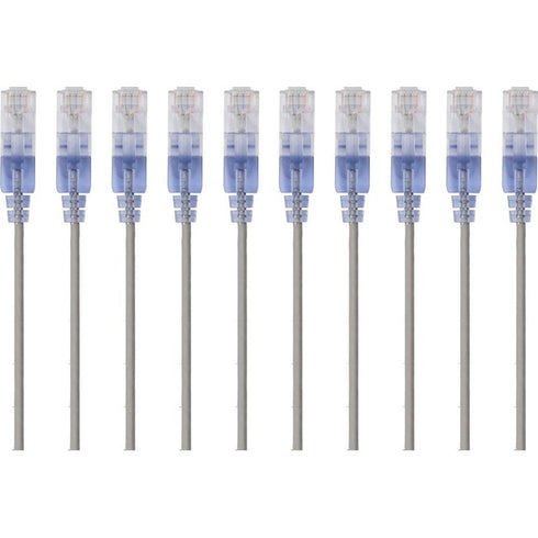 Monoprice 10-Pack, SlimRun Cat6A Ethernet Network Patch Cable, 7ft Gray