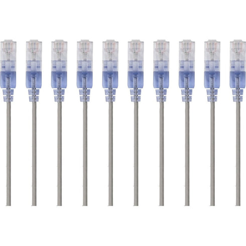 Monoprice 10-Pack, SlimRun Cat6A Ethernet Network Patch Cable, 7ft Gray