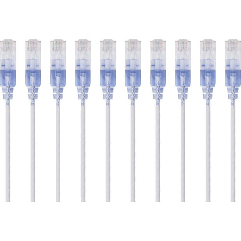 Monoprice 10-Pack, SlimRun Cat6A Ethernet Network Patch Cable, 7ft White