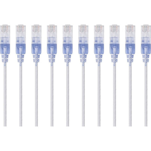 Monoprice 10-Pack, SlimRun Cat6A Ethernet Network Patch Cable, 7ft White