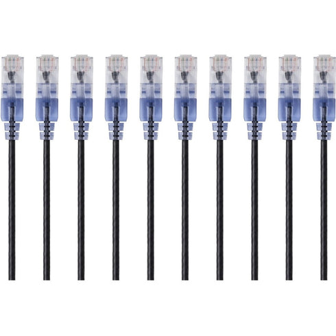 Monoprice 10-Pack, SlimRun Cat6A Ethernet Network Patch Cable, 10ft Black
