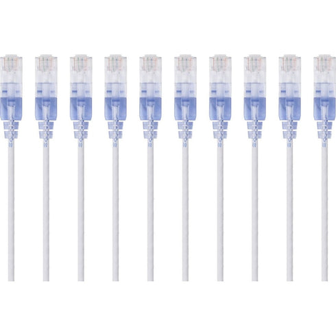 Monoprice 10-Pack, SlimRun Cat6A Ethernet Network Patch Cable, 10ft White