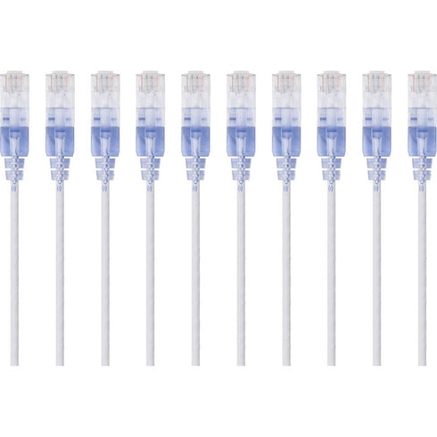 Monoprice 10-Pack, SlimRun Cat6A Ethernet Network Patch Cable, 10ft White