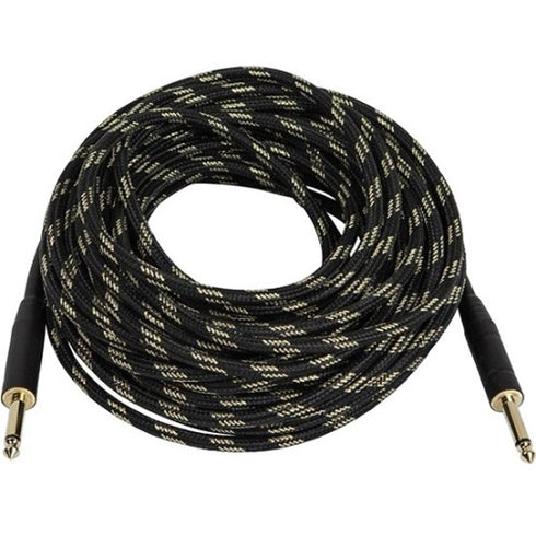 Monoprice 50ft. Cloth Series 1-4 inch T-S Male 20AWG Instrument Cable - Black & Gold