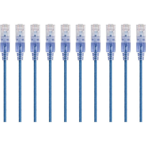 Monoprice 10-Pack, SlimRun Cat6A Ethernet Network Patch Cable, 14ft Blue