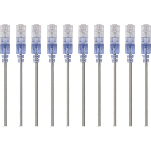 Monoprice 10-Pack, SlimRun Cat6A Ethernet Network Patch Cable, 14ft Gray