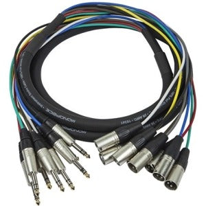 Monoprice 3 Meter (10ft) 8-Channel 1-4inch TRS Male to XLR Male Snake Cable