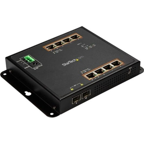 StarTech.com Gigabit Ethernet Switch - 8 Port PoE+ plus 2 SFP Ports - Industrial - Gigabit Switch - Managed Switch