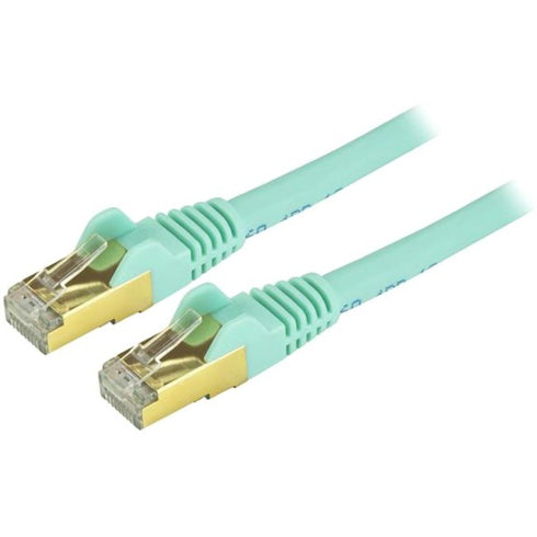 StarTech.com 20 ft Aqua Cat6a Shielded Patch Cable - Cat6a Ethernet Cable - 20ft Cat 6a STP Cable - Snagless RJ45 - Long Ethernet Cord
