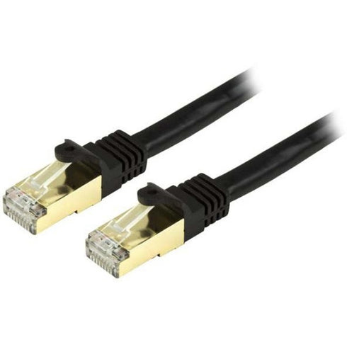 StarTech.com 2ft Black Cat6a Shielded Patch Cable - Cat6a Ethernet Cable - 2 ft Cat 6a STP Cable - Snagless RJ45 Ethernet Cord