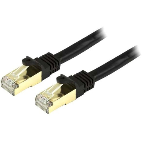 StarTech.com 9ft Black Cat6a Shielded Patch Cable - Cat6a Ethernet Cable - 9 ft Cat 6a STP Cable - Snagless RJ45 Ethernet Cord