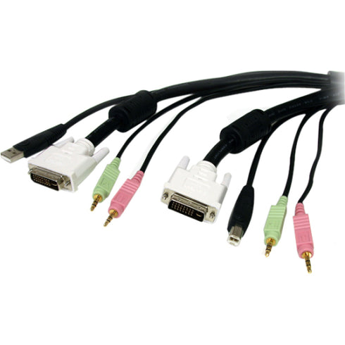 StarTech.com 4-in-1 USB DVI KVM Cable - Keyboard - video - mouse - audio extender - 4 pin USB Type A, mini-phone stereo 3.5 mm , DVI-I - mini-phone stereo 3.5 mm , 4 pin USB Type B, DVI-I - 3 m