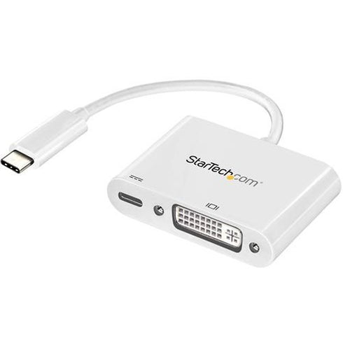 StarTech.com USB-C to DVI Adapter with Power Delivery (USB PD) - USB Type C Adapter - 1920 x 1200 - White