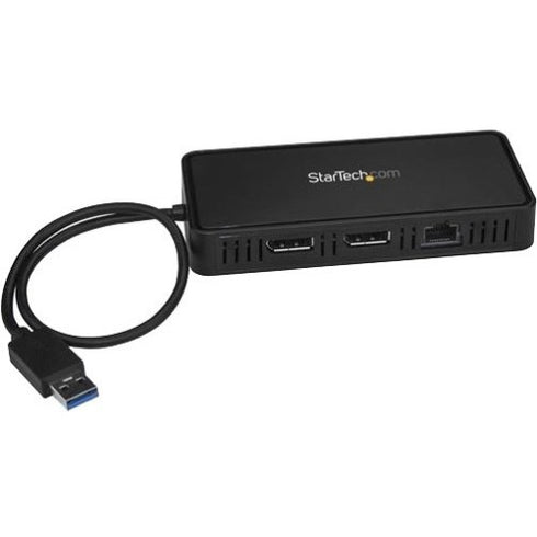 StarTech.com USB to Dual DisplayPort Mini Dock with GbE LAN - Portable Docking Station - USB 3.0 - For Windows - Dual 4K 60 Hz- USBA2DPGB