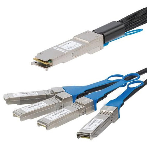 StarTech.com MSA Compliant QSFP+ Direct-Attach Twinax Breakout Cable - 3 m (10 ft) - 40 Gbps to 4 x 10Gbps - Passive Copper DAC - Quad Mini-GBIC Breakout Cable