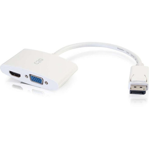 C2G 8in DisplayPort to 4K HDMI or VGA Adapter - White