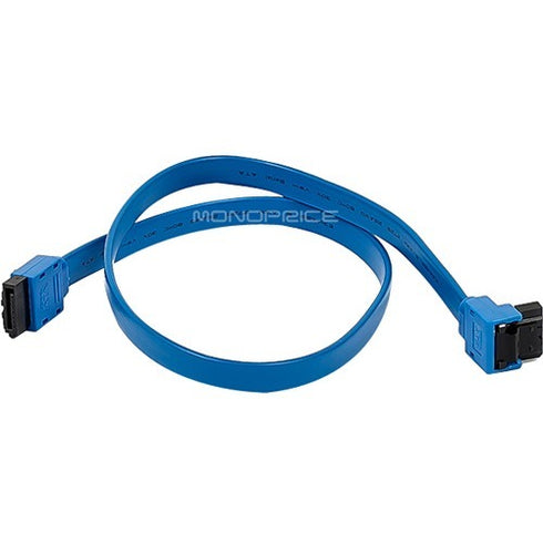 Monoprice 18inch SATA 6Gbps Cable with Locking Latch (90 Degree to 180 Degree) - Blue