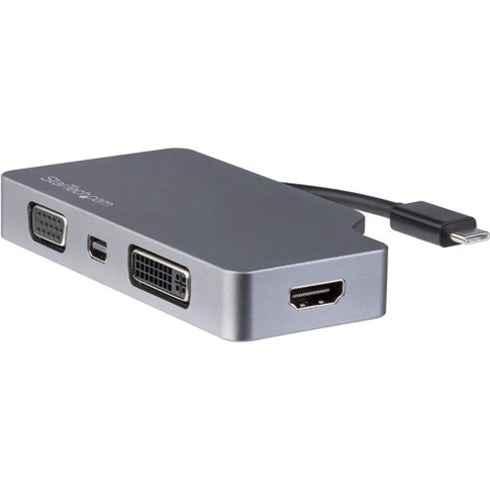 StarTech.com USB-C Multiport Video Adapter - 4-in-1 USB-C to DVI - HDMI - VGA - mDP Video Adapter - Space Gray - 4K 30 Hz - CDPVDHDMDPSG