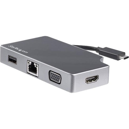 StarTech.com USB C Multiport Adapter with HDMI and VGA - 95W PD - Mac - Windows - Chrome - 4K - 1xA - GbE - USB-C Adapter - Hideaway Cable