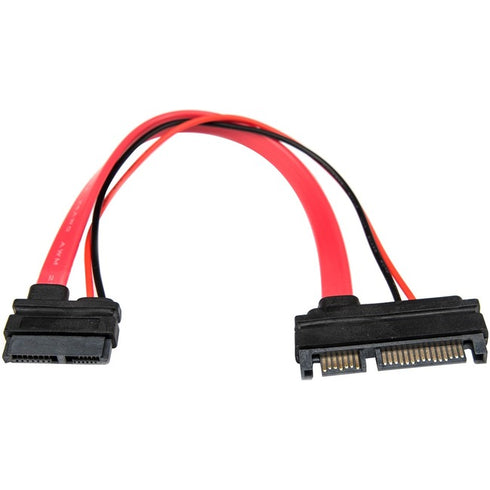 Rocstor Premium 6in Slimline SATA to SATA Adapter with Power - F-M - SATA for Optical Drive, Motherboard - 6" - 1 Pack - 1 x SATA - 1 x SATA - Red - Adapter with Power