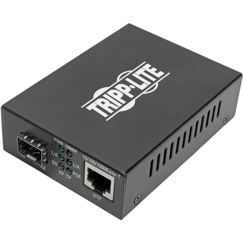 Tripp Lite Gigabit SFP Fiber to Ethernet Media Converter, POE+ - 10-100-1000 Mbps